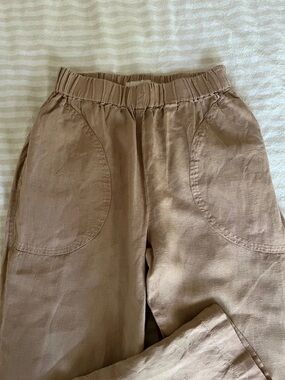 notPERFECTLINEN Linen Trousers in Taupe Brown